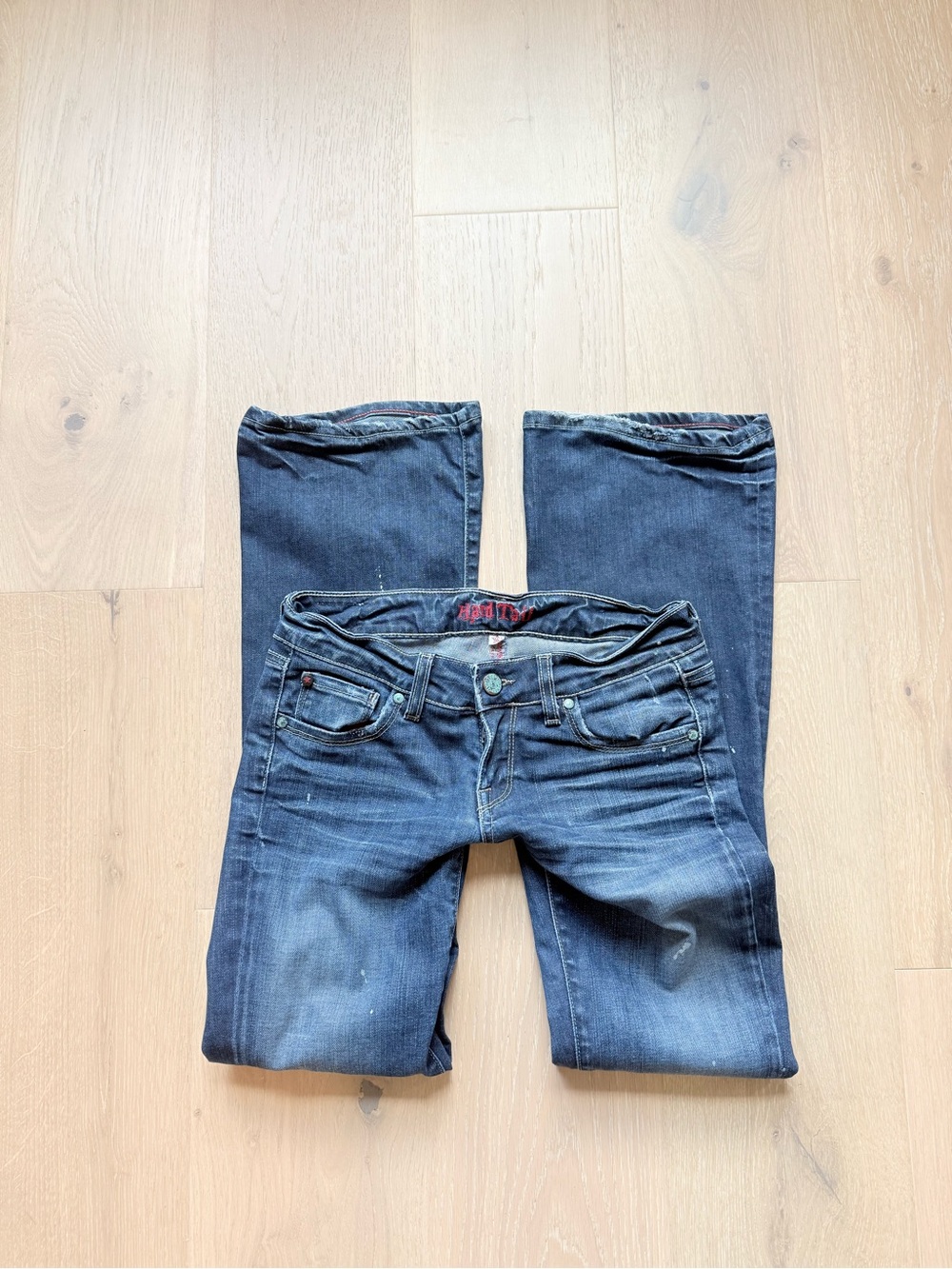 Vintage Y2K Hard Tail Low Rise Paint Splatter Flare Jeans | Size 28